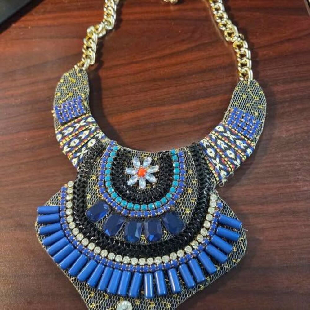 Egyptian style beaded bib necklace. Be Cleopatra